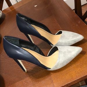 Navy leather and Grey suede 4 inch pumpsNEVER WORN